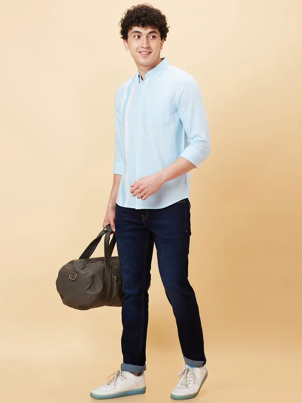 Being Human Clothing Men Slim Fit Shirts-Blue