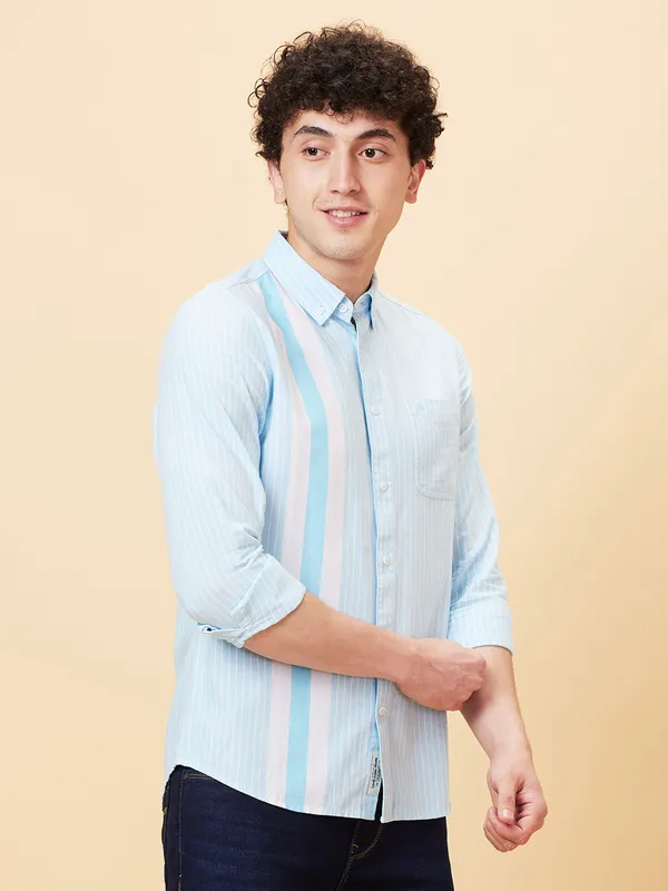 Being Human Clothing Men Slim Fit Shirts-Blue