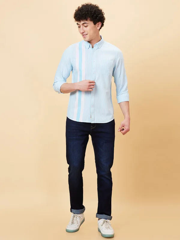 Being Human Clothing Men Slim Fit Shirts-Blue