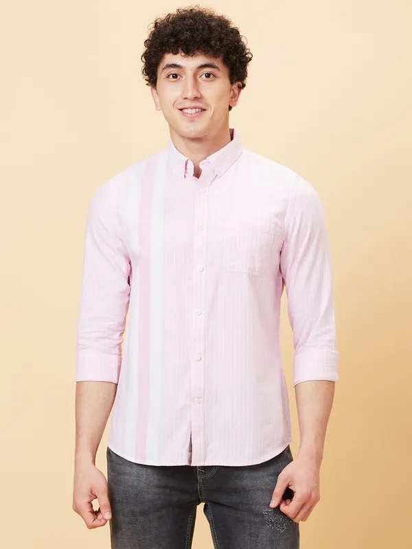 Being Human Clothing Men Slim Fit Shirts-Pink