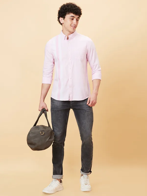 Being Human Clothing Men Slim Fit Shirts-Pink