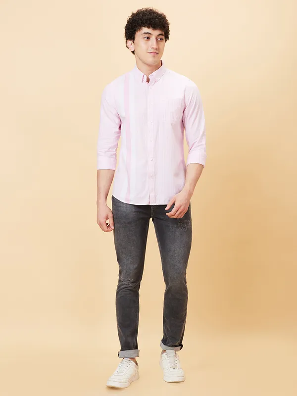 Being Human Clothing Men Slim Fit Shirts-Pink