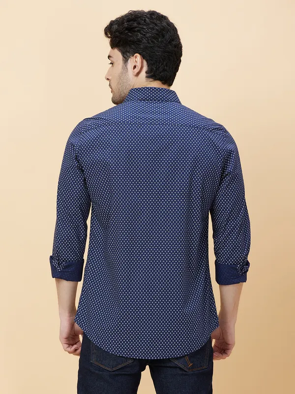 Being Human Clothing Men Slim Fit Shirts-White/Navy
