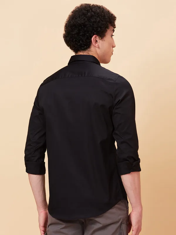 Being Human Clothing Men Slim Fit Shirts-Black