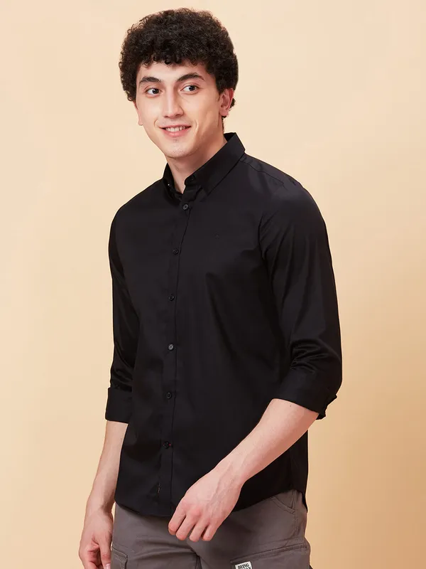 Being Human Clothing Men Slim Fit Shirts-Black