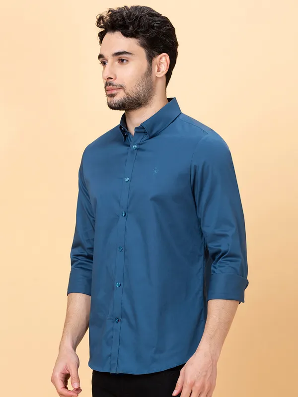 Being Human Clothing Men Slim Fit Shirts-Midnight Blue