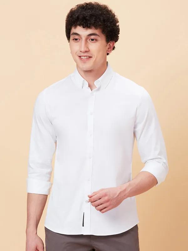 Being Human Clothing Men Slim Fit Shirts-White