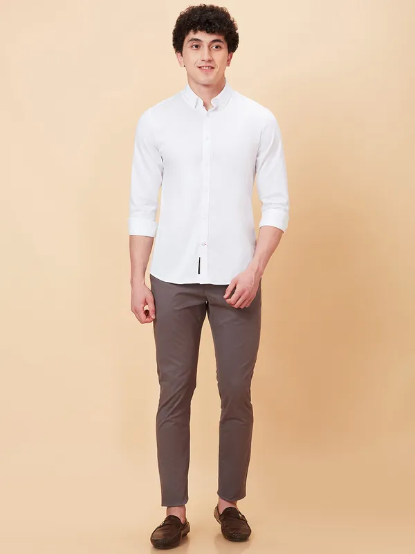 Being Human Clothing Men Slim Fit Shirts-White
