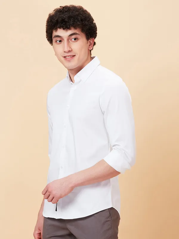Being Human Clothing Men Slim Fit Shirts-White