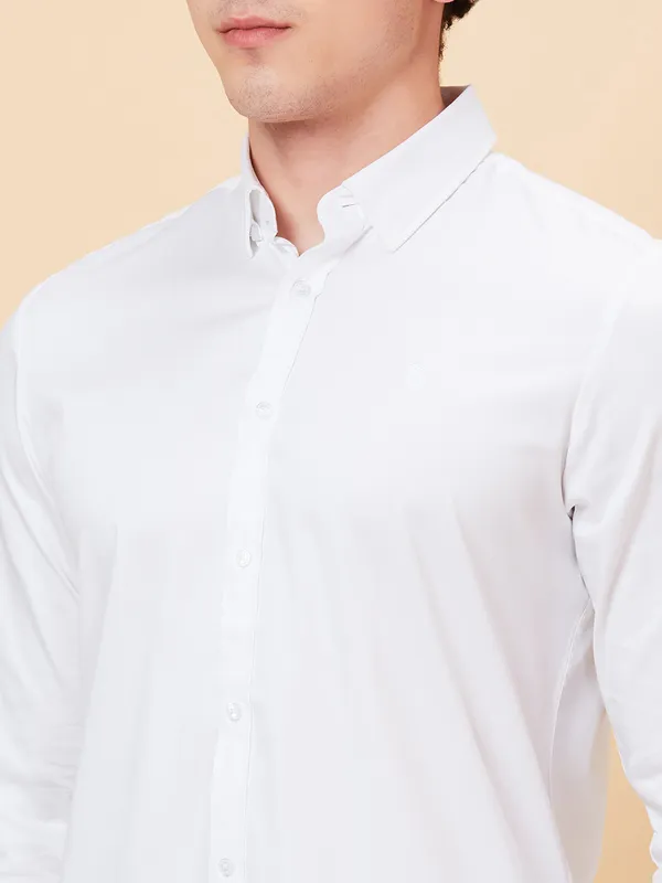 Being Human Clothing Men Slim Fit Shirts-White