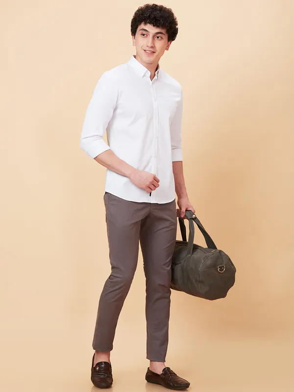 Being Human Clothing Men Slim Fit Shirts-White