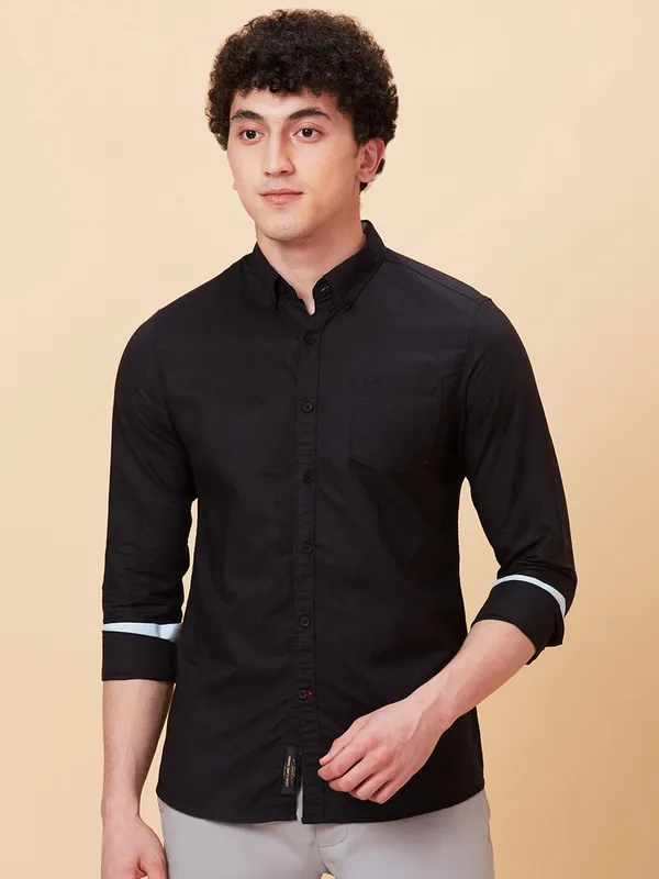 Being Human Men Slim Fit Shirts-Black