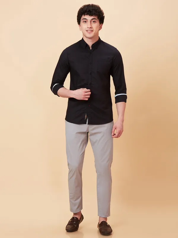 Being Human Men Slim Fit Shirts-Black