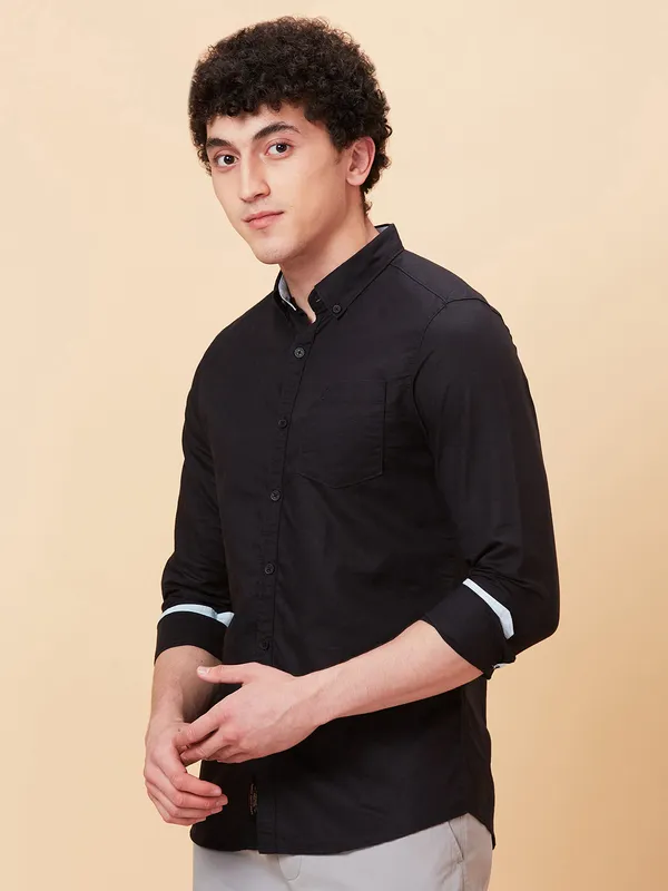 Being Human Men Slim Fit Shirts-Black