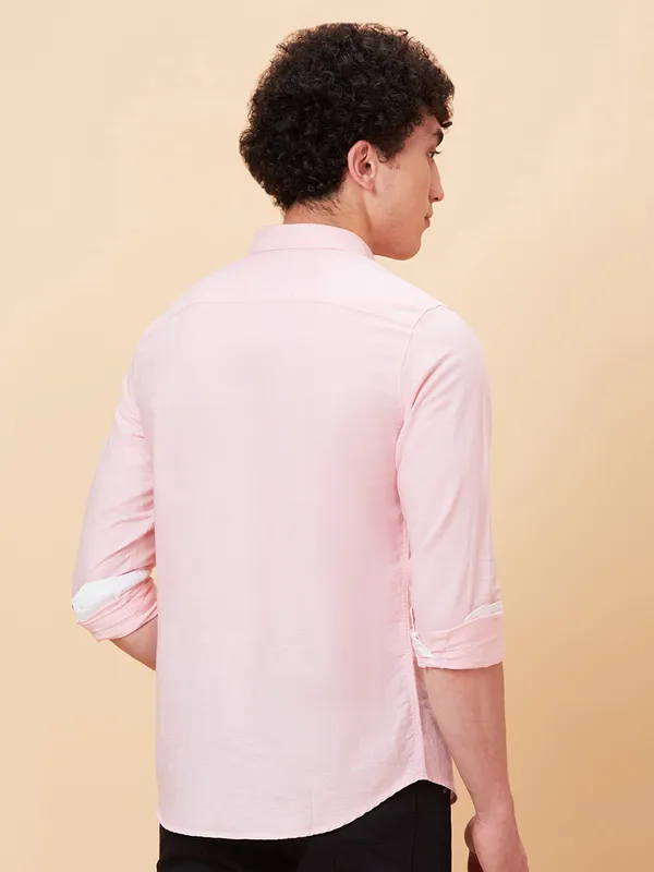 Being Human Men Slim Fit Shirts-Lt.Pink