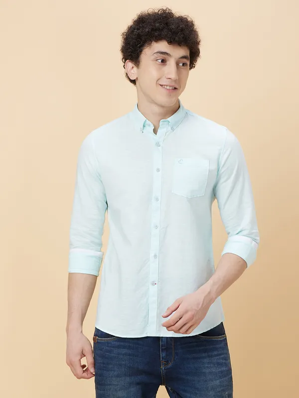 Being Human Men Slim Fit Shirts-Mint