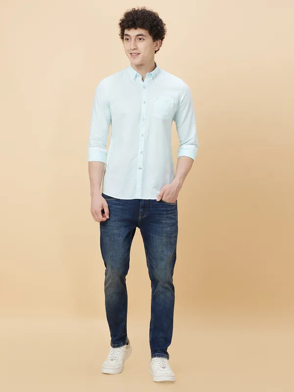 Being Human Men Slim Fit Shirts-Mint