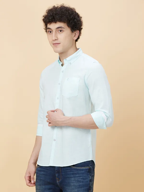 Being Human Men Slim Fit Shirts-Mint