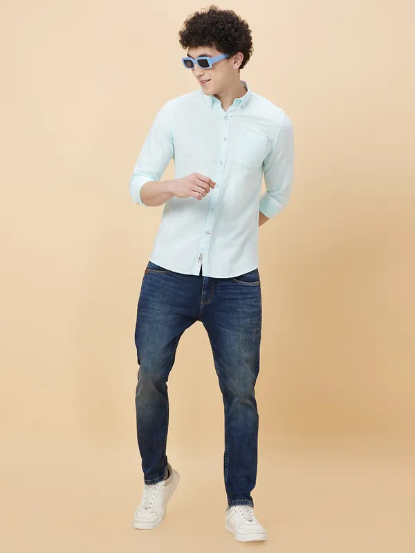 Being Human Men Slim Fit Shirts-Mint