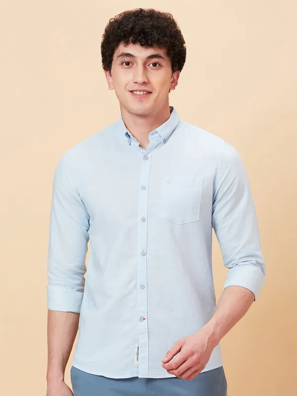 Being Human Men Slim Fit Shirts-Sky