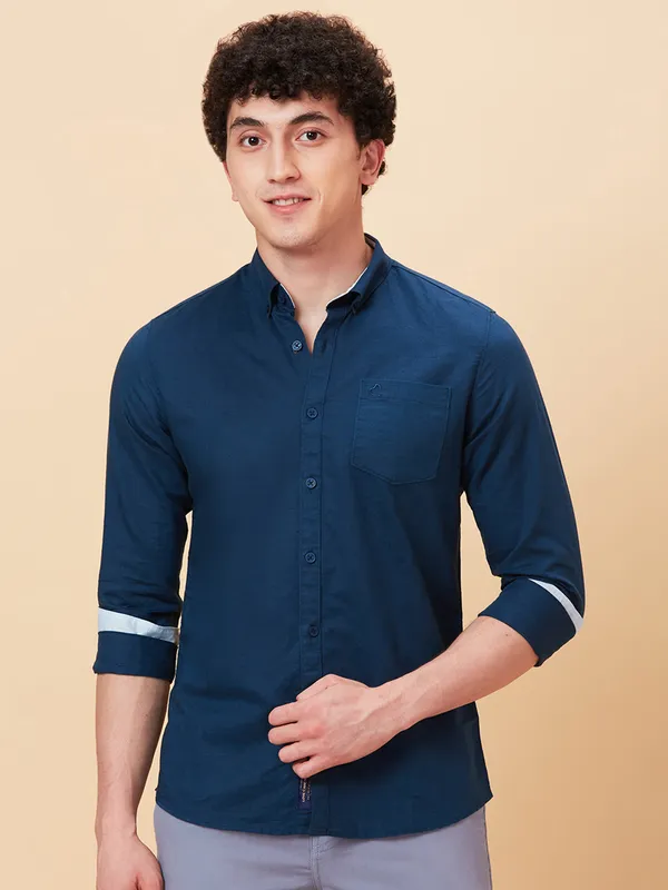 Being Human Men Slim Fit Shirts-Teal