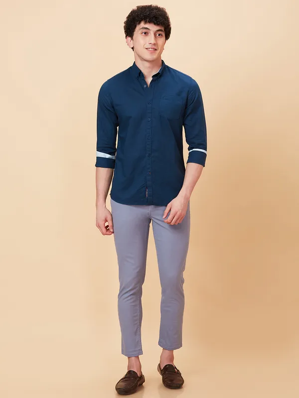 Being Human Men Slim Fit Shirts-Teal