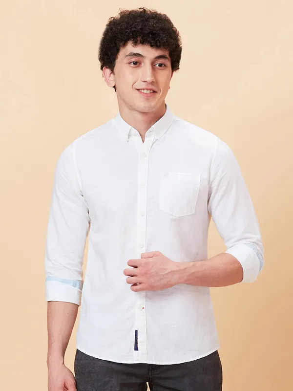 Being Human Men Slim Fit Shirts-White