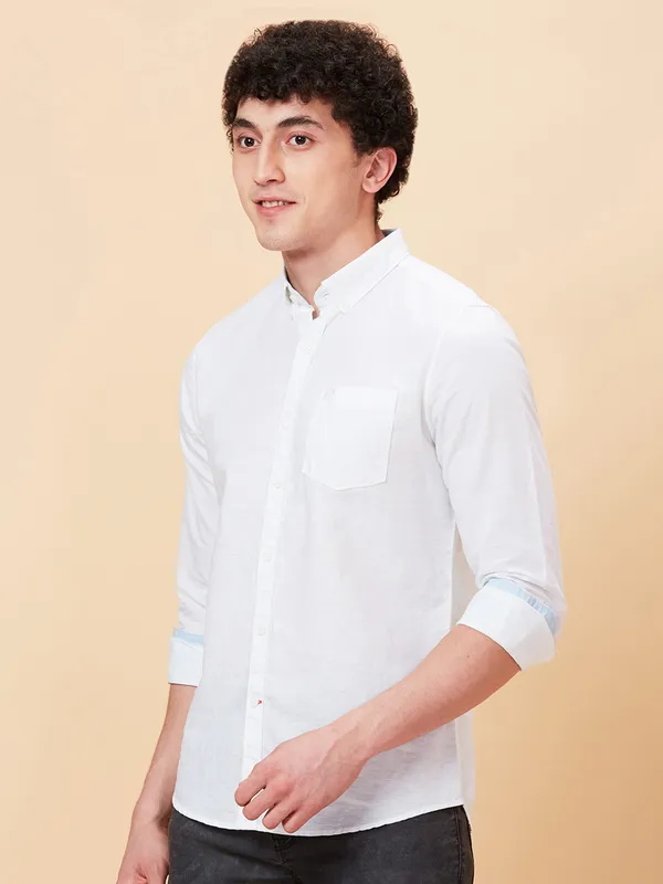 Being Human Men Slim Fit Shirts-White