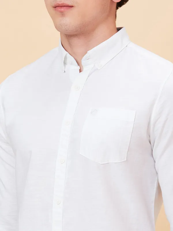 Being Human Men Slim Fit Shirts-White