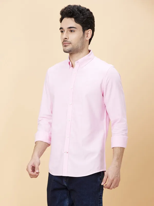 Being Human Clothing Men Slim Fit Shirts-Pink
