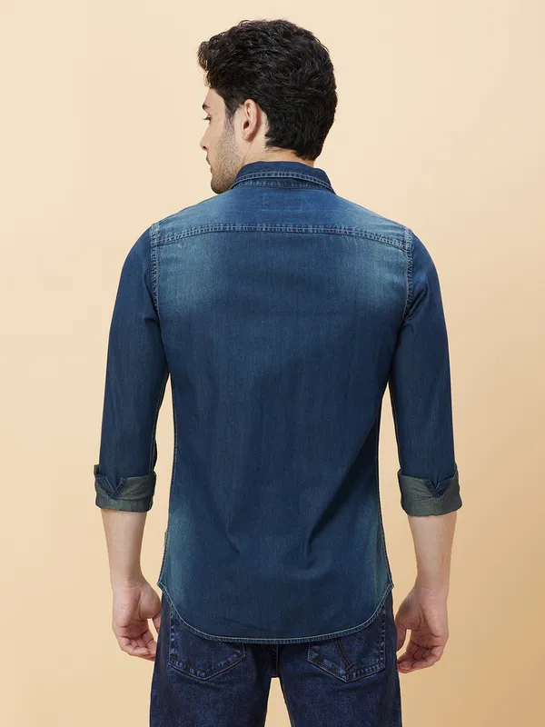 Being Human Clothing Men Slim Fit Shirts-Navy