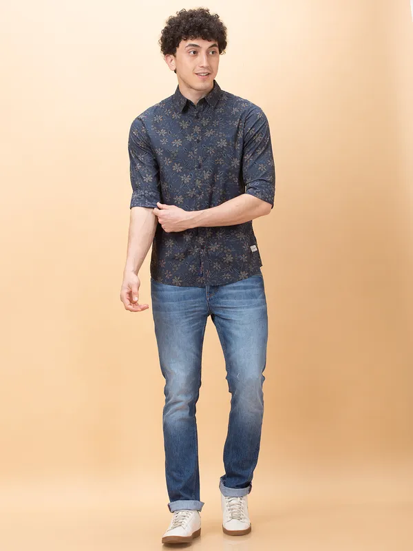 Being Human Mens-Top Shirts Cobalt Blue