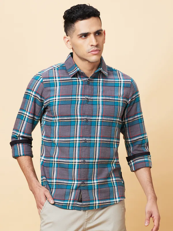 Being Human Clothing Mens-Top Shirts Deep Teal Grey