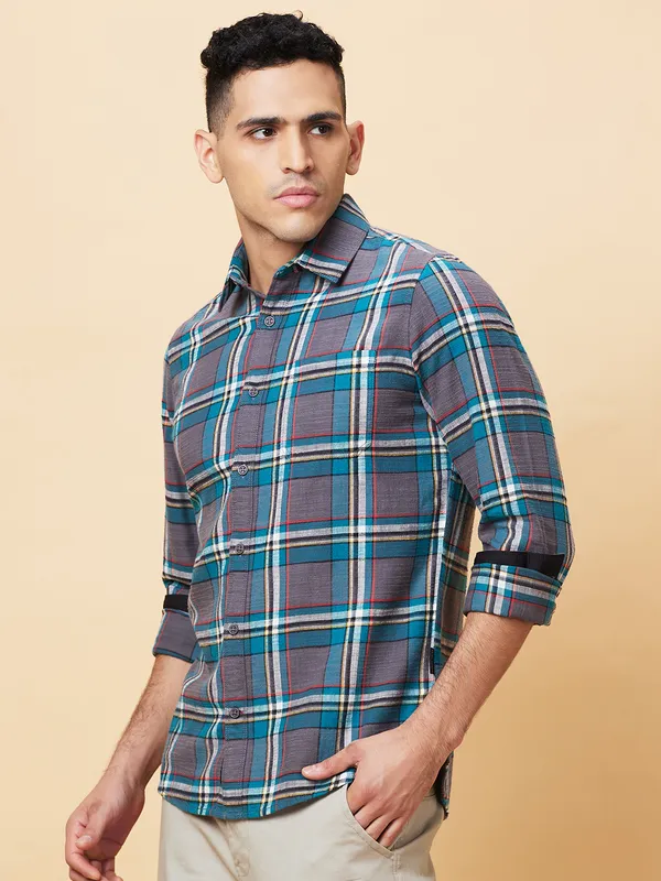 Being Human Clothing Mens-Top Shirts Deep Teal Grey
