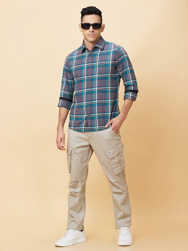 Being Human Clothing Mens-Top Shirts Deep Teal Grey