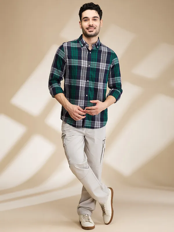 Being Human Clothing Mens-Top Shirts Green Navy