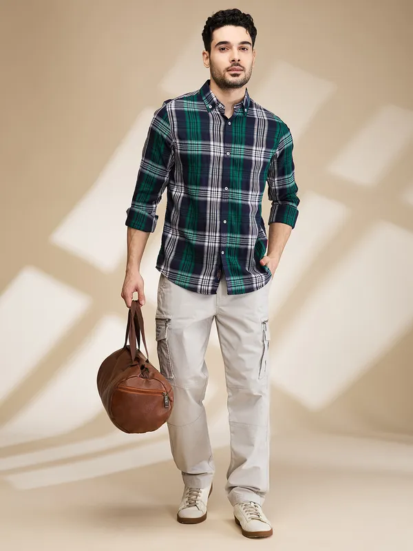 Being Human Clothing Mens-Top Shirts Green Navy