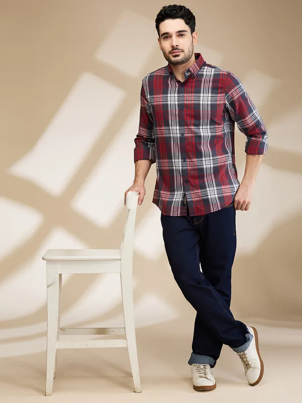 Being Human Clothing Mens-Top Shirts Red Navy