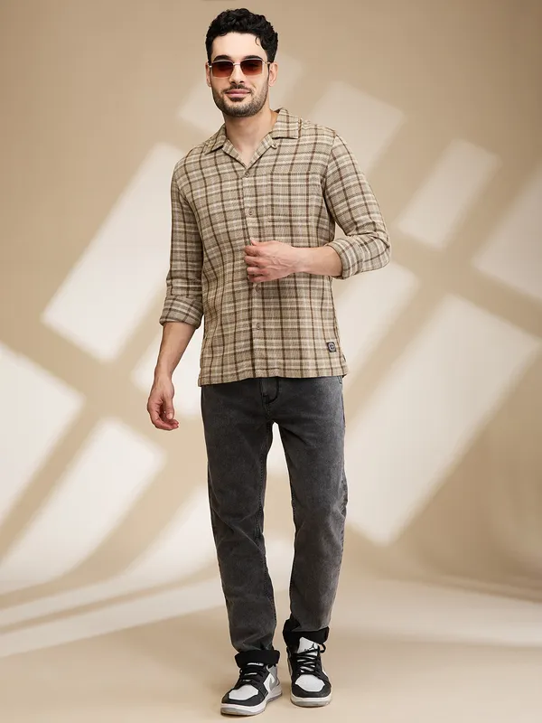 Being Human Clothing Mens-Top Shirts Olive Stone