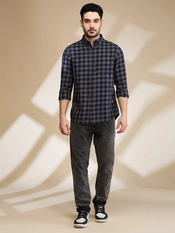 Being Human Clothing Mens-Top Shirts Navy Charcoal