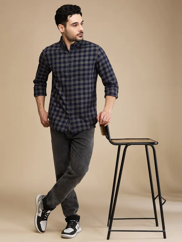 Being Human Clothing Mens-Top Shirts Navy Charcoal