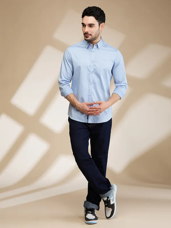 Being Human Clothing Mens-Top Shirts Sky Blue