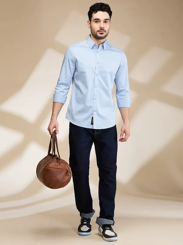 Being Human Clothing Mens-Top Shirts Sky Blue