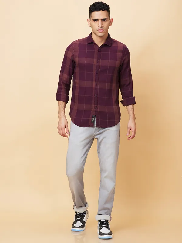 Being Human Mens-Top Shirts Maroon