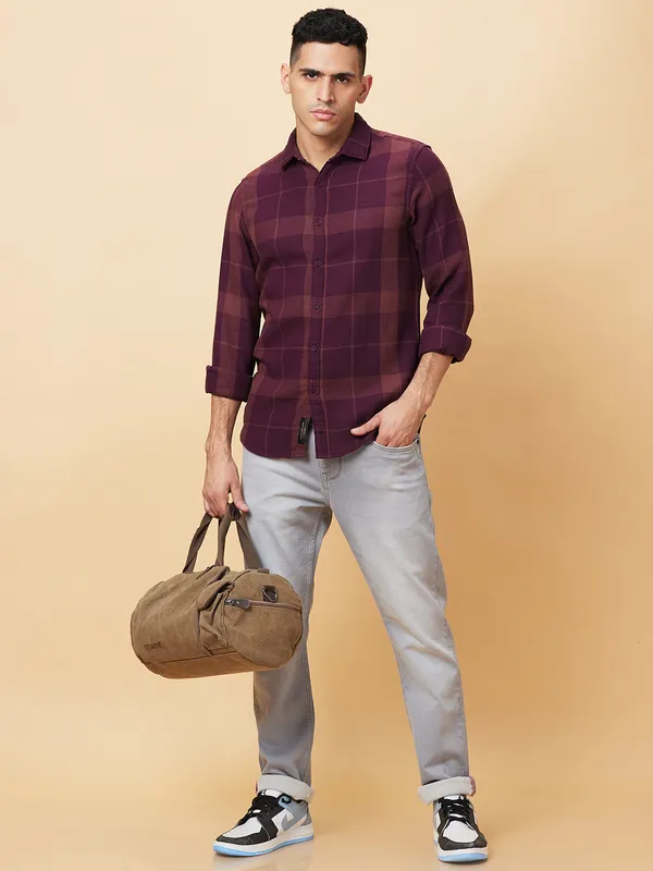 Being Human Mens-Top Shirts Maroon