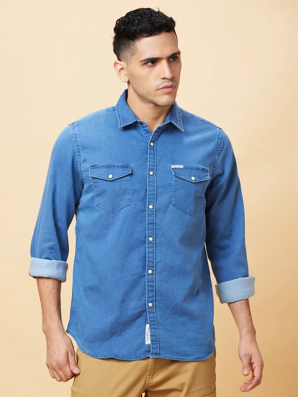 Being Human Clothing Mens-Top Shirts Blue