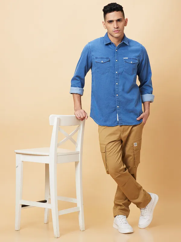 Being Human Clothing Mens-Top Shirts Blue