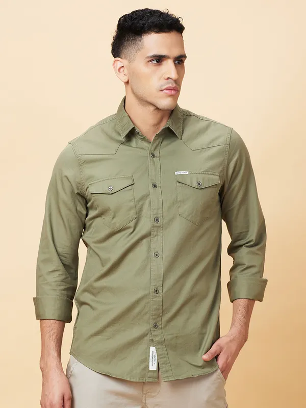 Being Human Mens-Top Shirts Green