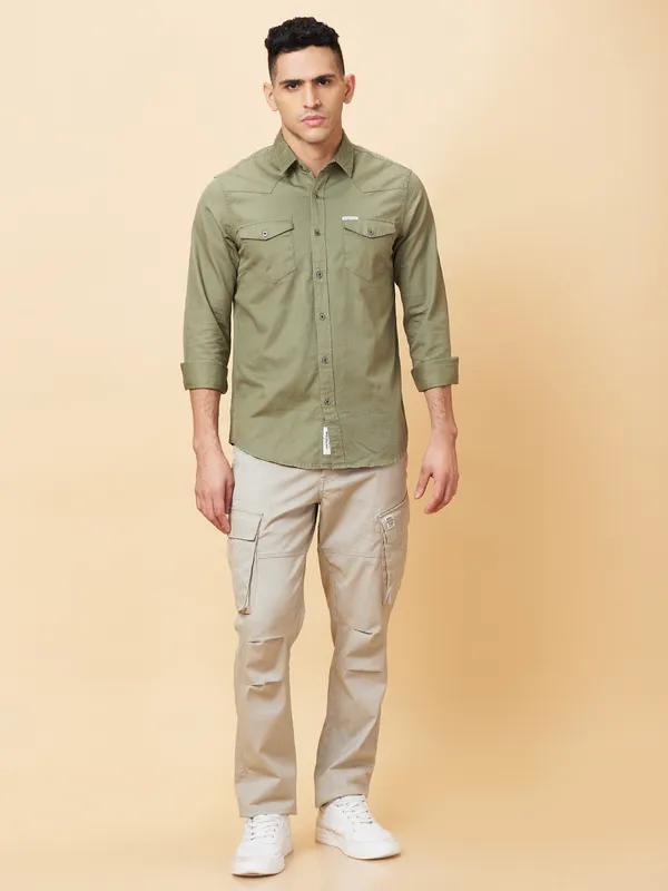 Being Human Mens-Top Shirts Green