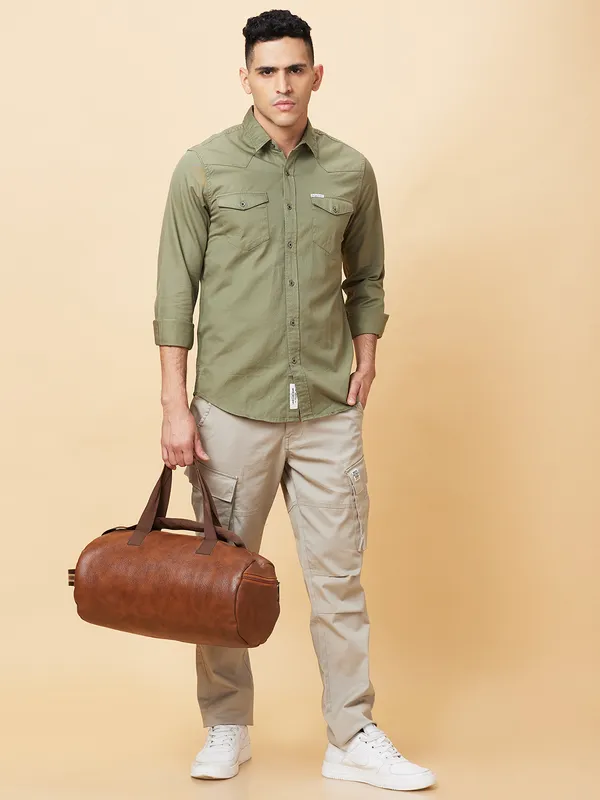 Being Human Mens-Top Shirts Green